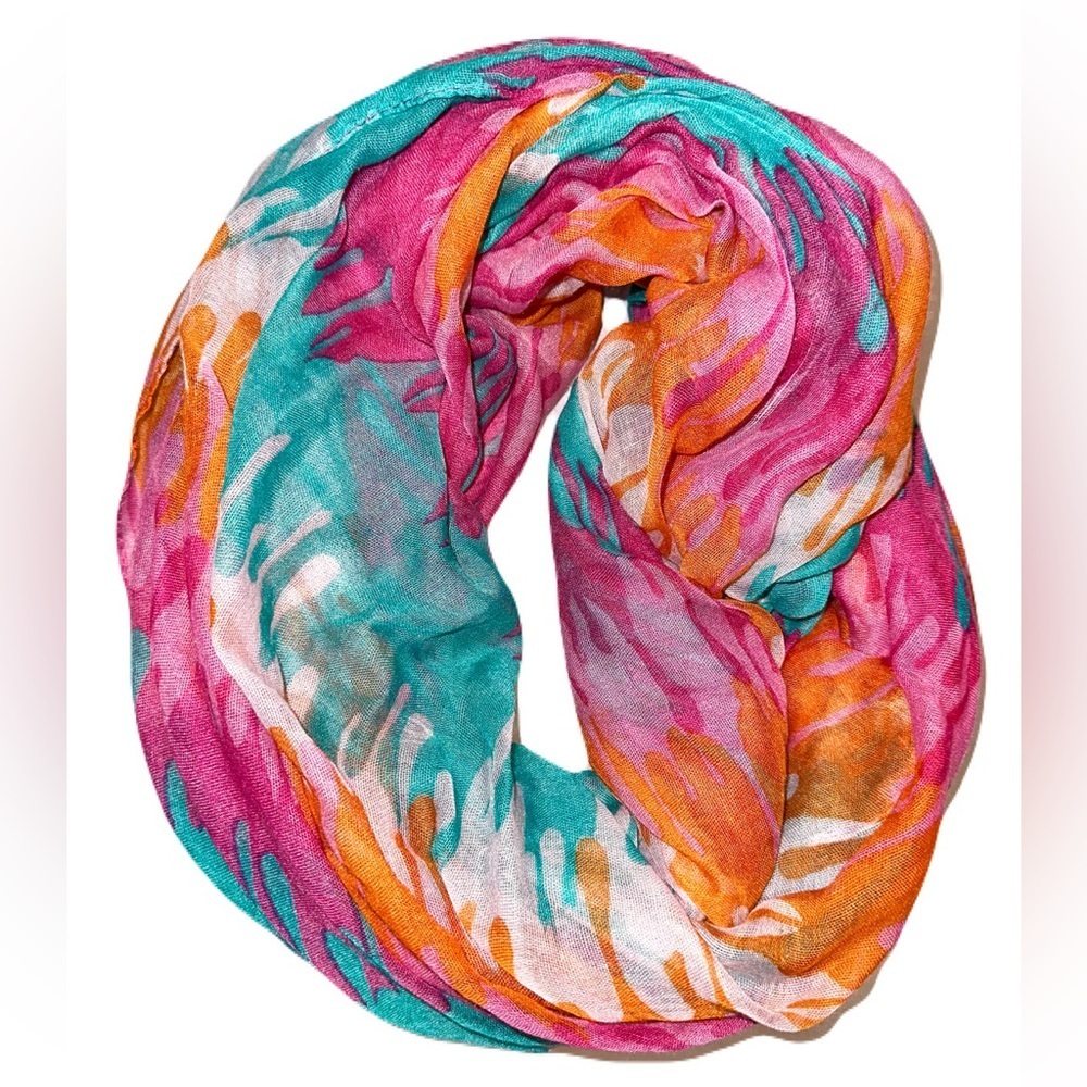 Blue, pink, orange fashion infinity scarf